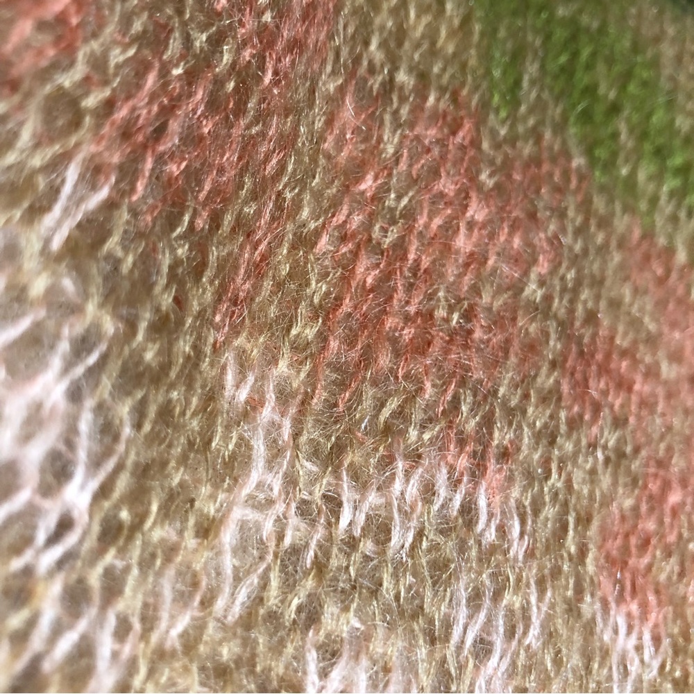 Vintage Talbots mohair sweater tan green pink large - Picture 3 of 11